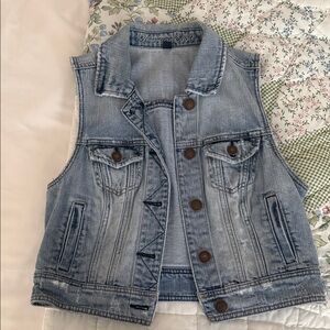 American Eagle Light Blue Denim Vest